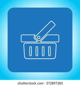 Shopping basket line icon - vector illustration