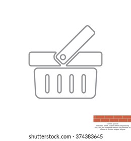 Shopping basket line icon - vector illustration