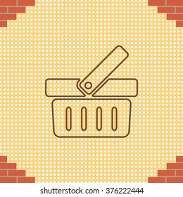Shopping basket line icon - vector illustration