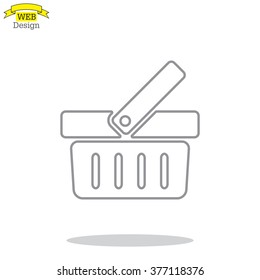 Shopping basket line icon - vector illustration