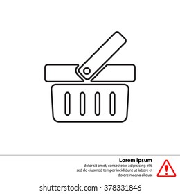 Shopping basket line icon - vector illustration