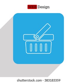 Shopping basket line icon - vector illustration
