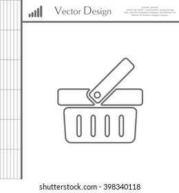 Shopping basket line icon - vector illustration