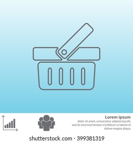 Shopping basket line icon - vector illustration