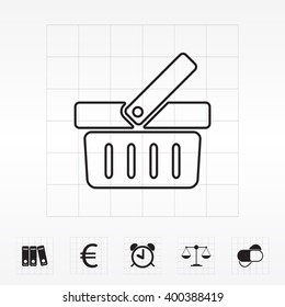 Shopping basket line icon - vector illustration