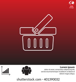 Shopping basket line icon - vector illustration