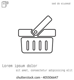Shopping basket line icon - vector illustration