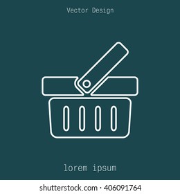 Shopping basket line icon - vector illustration