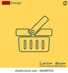 Shopping basket line icon - vector illustration