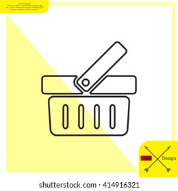 Shopping basket line icon - vector illustration