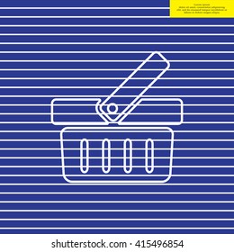 Shopping basket line icon - vector illustration