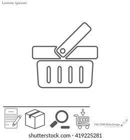 Shopping basket line icon - vector illustration