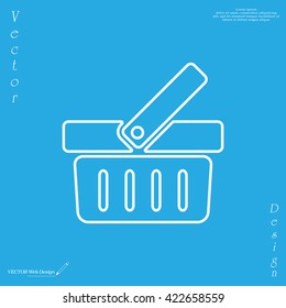 Shopping basket line icon - vector illustration