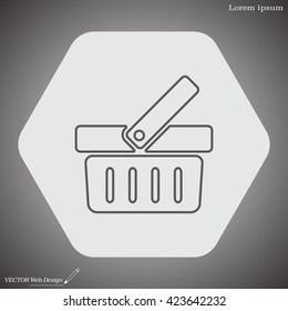 Shopping basket line icon - vector illustration