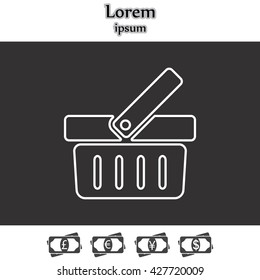 Shopping basket line icon - vector illustration