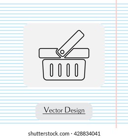 Shopping basket line icon - vector illustration