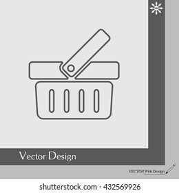 Shopping basket line icon - vector illustration