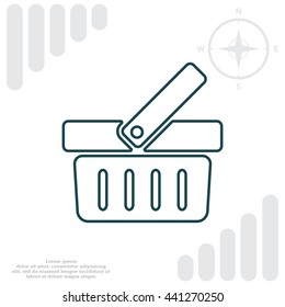 Shopping basket line icon - vector illustration