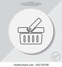 Shopping basket line icon - vector illustration