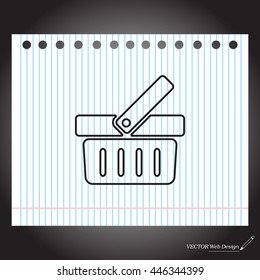 Shopping basket line icon - vector illustration