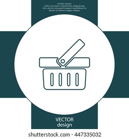 Shopping basket line icon - vector illustration