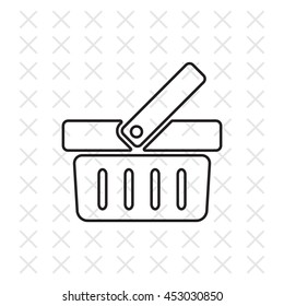Shopping basket line icon - vector illustration