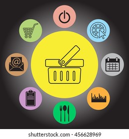 Shopping basket line icon - vector illustration