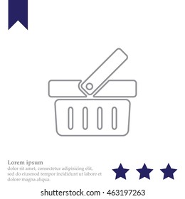 Shopping basket line icon - vector illustration