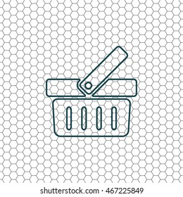Shopping basket line icon - vector illustration