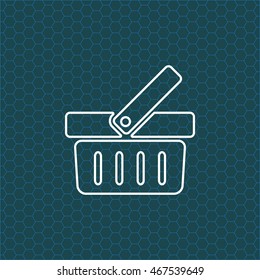 Shopping basket line icon - vector illustration