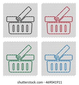 Shopping basket line icon - vector illustration