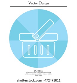 Shopping basket line icon - vector illustration
