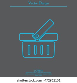 Shopping basket line icon - vector illustration