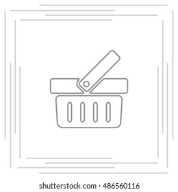 Shopping basket line icon - vector illustration