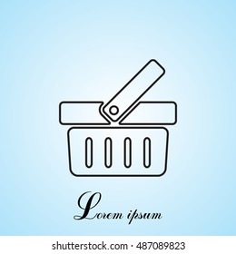 Shopping basket line icon - vector illustration