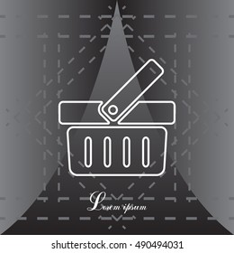 Shopping basket line icon - vector illustration