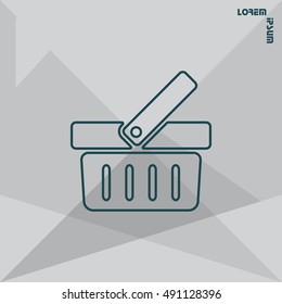 Shopping basket line icon - vector illustration