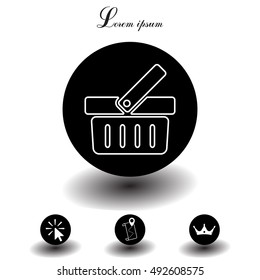 Shopping basket line icon - vector illustration