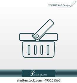 Shopping basket line icon - vector illustration