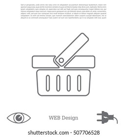 Shopping basket line icon - vector illustration
