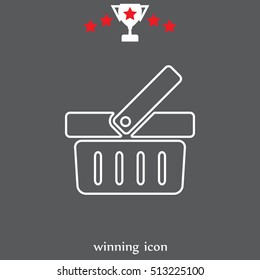 Shopping basket line icon - vector illustration