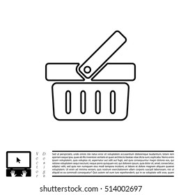 Shopping basket line icon - vector illustration