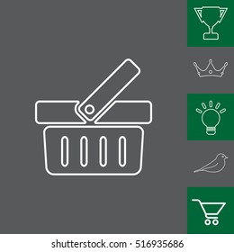 Shopping basket line icon - vector illustration