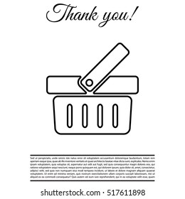 Shopping basket line icon - vector illustration