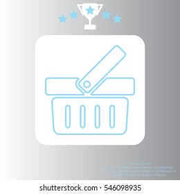 Shopping basket line icon - vector illustration