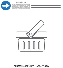Shopping basket line icon - vector illustration