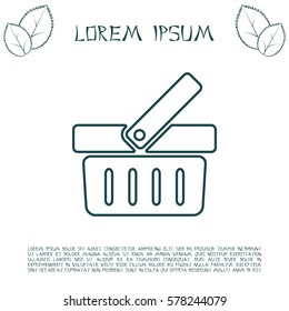 Shopping basket line icon - vector illustration