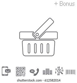 Shopping basket line icon - vector illustration