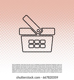 Shopping basket line icon - vector illustration