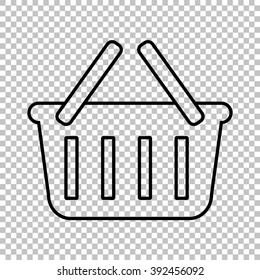Shopping basket line vector icon on transparent background